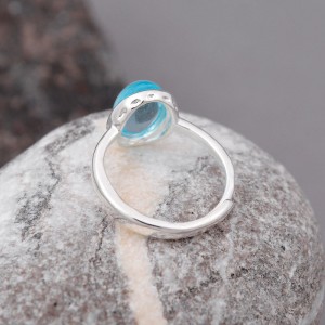 Каблучка жіноча зі сталі "Блакитний камінь", С14367