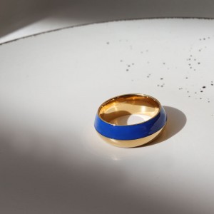 Кольцо женское из стали "Сине-желтое" , С14607
