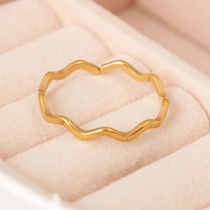 Женское кольцо "Зиг заг", золотистое, C15021