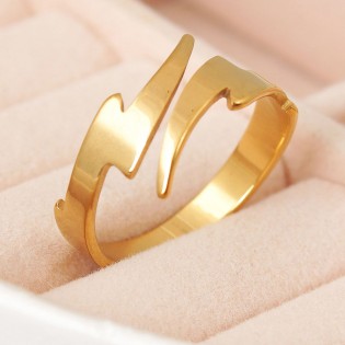 Женское кольцо "Молния", золотистое