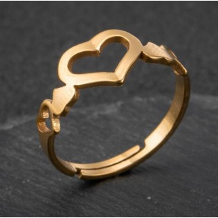 Женское кольцо "Сердце", золотистое