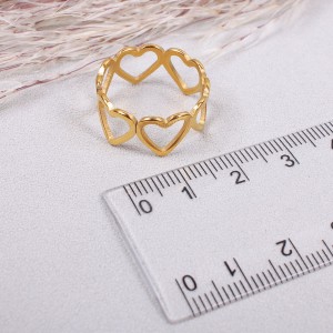 Женское кольцо "Сердца", золотистое, C15029