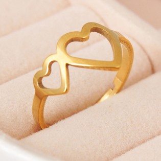 Женское кольцо "Сердца", золотистое