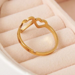 Женское кольцо "Сердца", золотистое, C15031