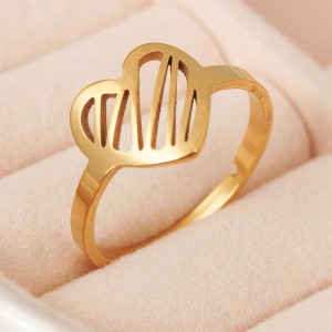 Женское кольцо "Сердце", золотистое, C15033