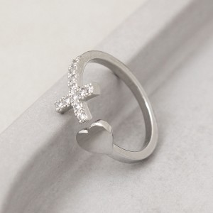 Женское кольцо "Сердце и крестик", C15072
