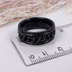 Кольцо спиннер "Цепь", черное, C15081