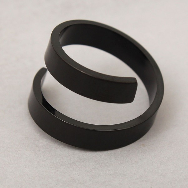 Кільце з сталі "Подвійне", чорне, C15088