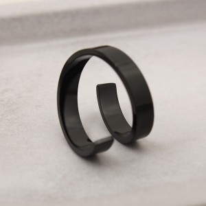 Кольцо из стали "Двойное", черное, C15088