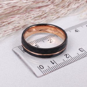 Кольцо из карбида вольфрама "Золотая полоса", 6 мм, C15092
