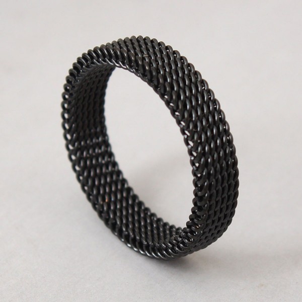 Кольцо "Сетка", черное 4 мм, C15095