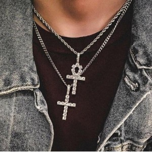 Хрест з ланцюжком з цирконієм, C15188