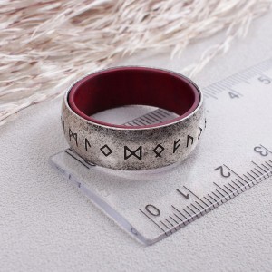 Перстень зі сталі і дерева "Руни вікінгів", C15192