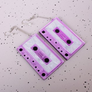 Сережки "Касети в магнітофон" фіолетовий