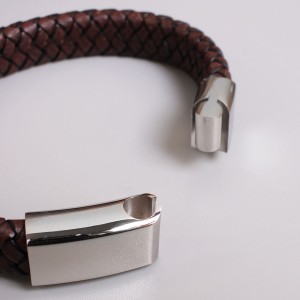 Мужской кожаный браслет, коричневый, С15382