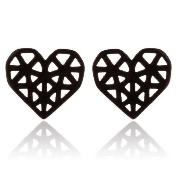 Сережки "Серце" чорні, С15433