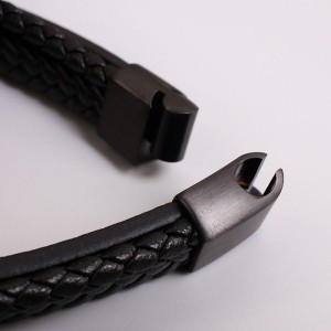 Мужской кожаный браслет, черный, С15459