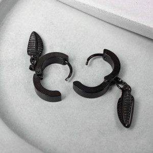 Сережки "Листя", чорні, С15593
