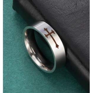 Кольцо "Крест" серебристое, 6 мм