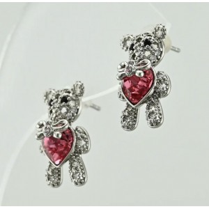 Серьги Xuping Swarovski Мишки Teddy, позолота. Белое золото, С16094