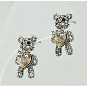 Серьги Xuping Swarovski Мишки Teddy, позолота. Белое золото, С16095