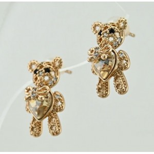 Серьги Xuping Swarovski Мишки Teddy , позолота 18K, С16096