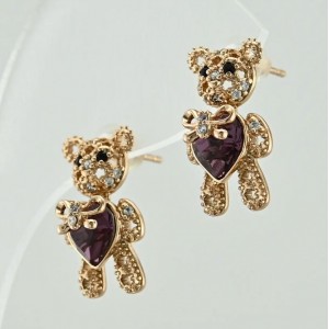 Серьги Xuping Swarovski Мишки Teddy , позолота 18K, С16097