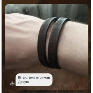 Кожаный браслет "Вышиванка", коричневый, С16149