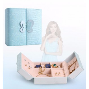 Шкатулка для украшений органайзер коробка "Бабочка" голубая