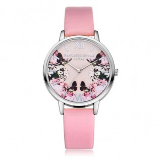 Жіночий годинник LVPAI метелики, рожеві