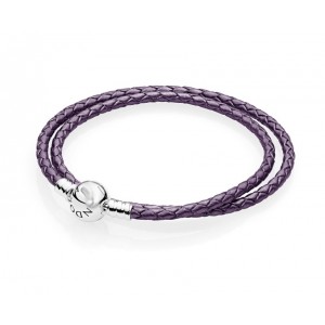 Кожаный браслет фиолетовый, С3613