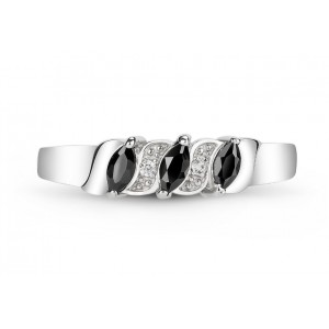Серебряное кольцо с черным фианитом ПДК200ЦЧ, С3715