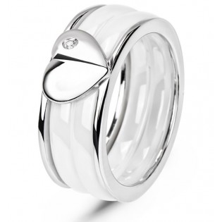 Серебряное кольцо с керамикой и фианитами "Мессина" КБ013