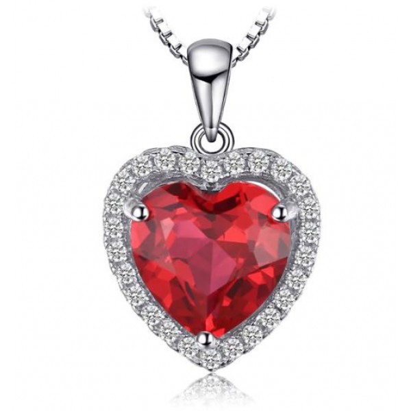 Срібний кулон "Серце "з рубіном і цирконієм, С4245