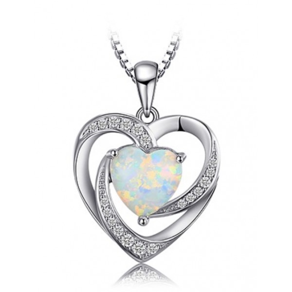 Срібний кулон "Серце "з опалом, С4876
