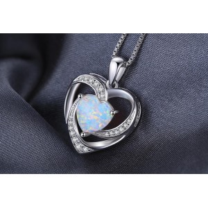 Срібний кулон "Серце "з опалом, С4876