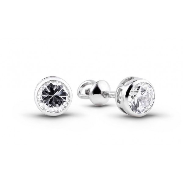 Сережки гвоздики зі срібла з цирконієм П05, С5042