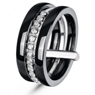 Серебряное кольцо с керамикой и цирконием "Орлеан"