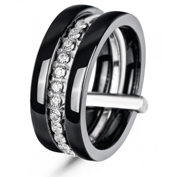 Срібний перстень з керамікою і цирконієм "Орлеан", С5056