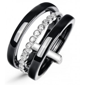 Срібний перстень з керамікою і цирконієм "Орлеан", С5056