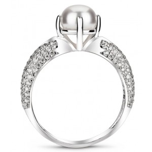 Серебряное кольцо с жемчугом "Линда", С5058