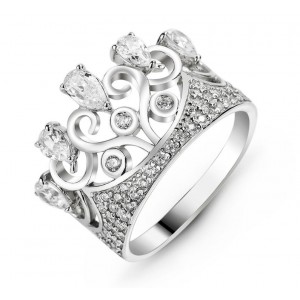 Серебряное кольцо с цирконием "Корона", С5070