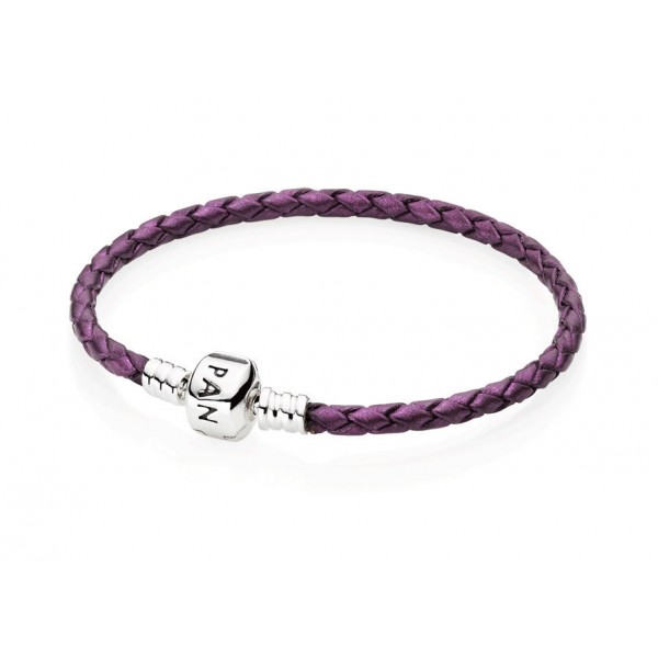 Кожаный браслет фиолетовый, С5083