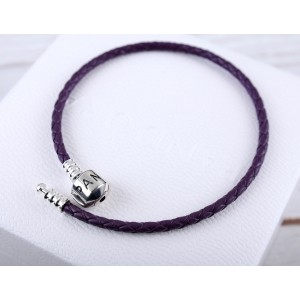Кожаный браслет фиолетовый, С5083
