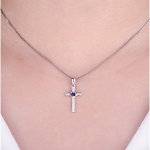 Срібний хрестик з цирконієм, С5087
