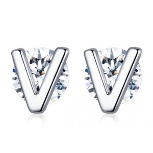 Срібні сережки "Буква V", С5276