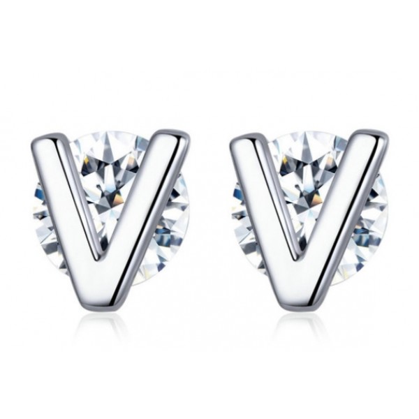 Срібні сережки "Буква V", С5276