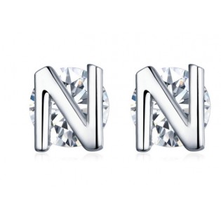 Серебряные серьги "Буква N"