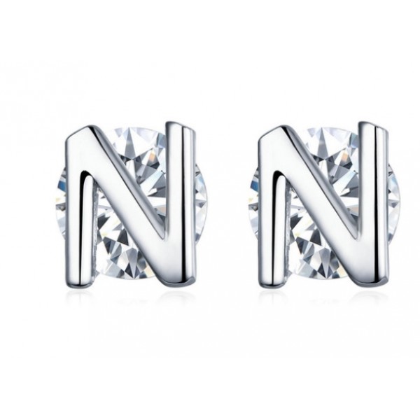 Серебряные серьги "Буква N", С5284