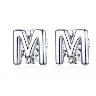 Серебряные серьги "Буква M"
